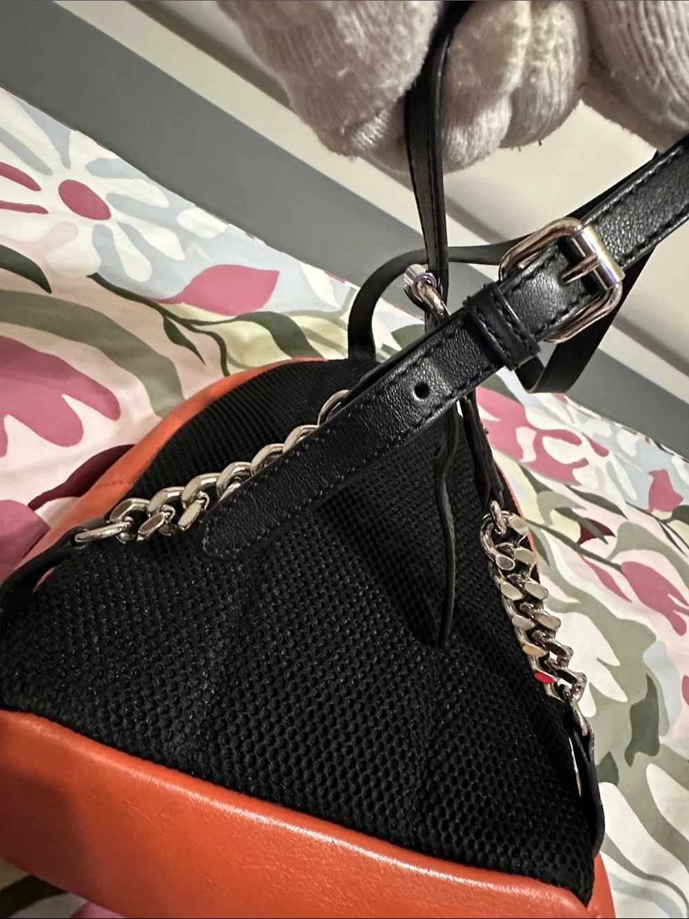 Fendi Orange Leather Mini Backpack with Contrast Beige Trim